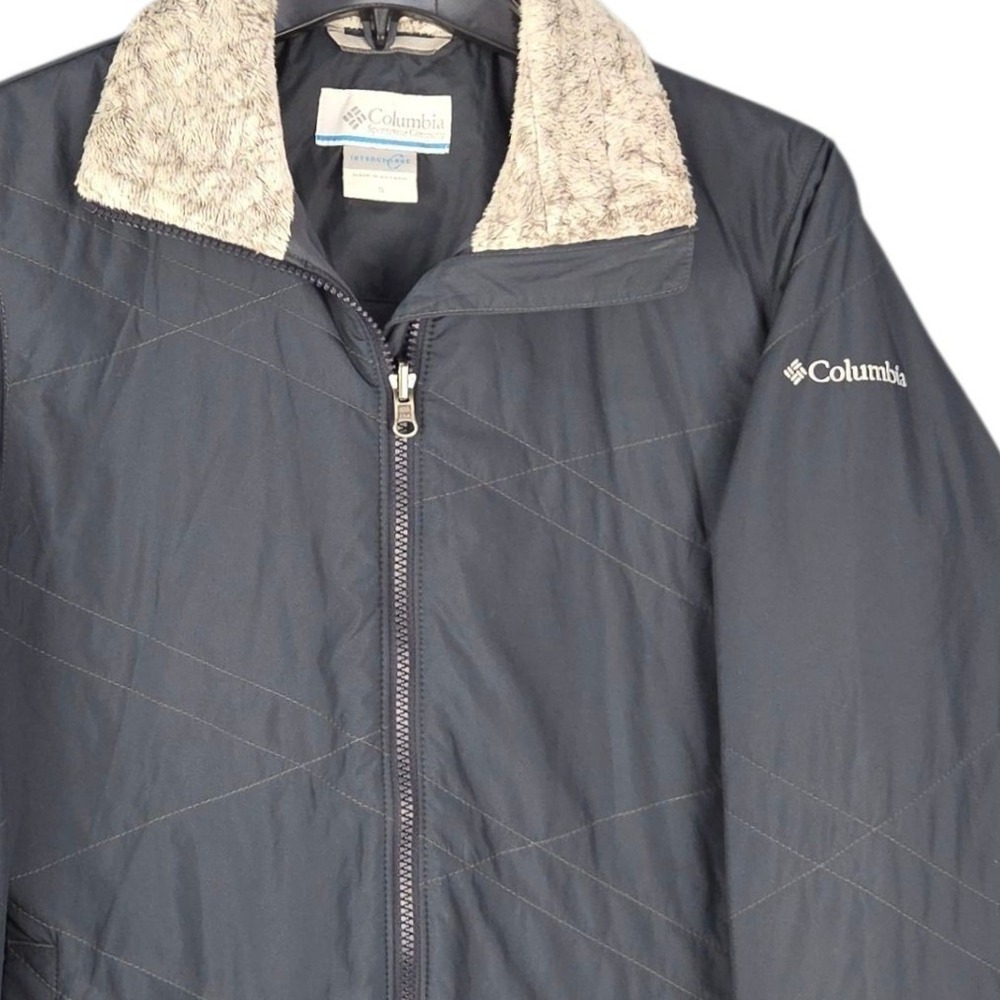 Columbia Jacket Womens Small Blue Insulated Winter Fleece Collar Warm Coat